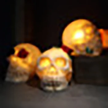 Halloween Craniu Cap De Lampă Ghost Festival De Rășină De Groază Înfricoșător Ornamente Stralucitoare Led Electronice Lumânare Casa Bantuita Decora Elemente De Recuzită