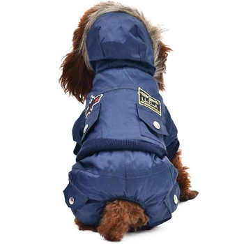 Iarna companie îmbrăca Câine în Jos Salopeta cu Gluga Impermeabila Mic Câine Air Force Siamez cu Patru picioare Îmbrăcăminte Cat Hanorac Câine accesorii 1