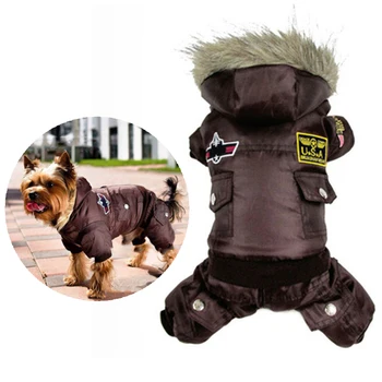 Iarna companie îmbrăca Câine în Jos Salopeta cu Gluga Impermeabila Mic Câine Air Force Siamez cu Patru picioare Îmbrăcăminte Cat Hanorac Câine accesorii 2