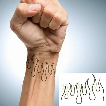 Impermeabil Tatuaj Temporar Autocolant Flacără Model de Linie de Desen Elementul Foc Fals Tatuaj Flash Tatuaj Mic Artă pentru Copii Barbati Femei 0
