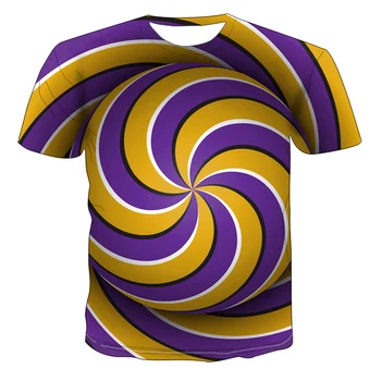 Imprimare 3D de Vară de Moda Casual T-Shirt Rotative Model modelului de Vară pline de culoare Gât T - shirt Distractiv Maneca Scurta Barbati pe Strada Cl