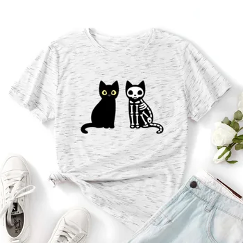 JFUNCY Supradimensionate pentru Femei T-shirt pentru Femei Haine de Vara din Bumbac Topuri Cat de Imprimare Casual Tricou Femei Harajuku Grafic Tees