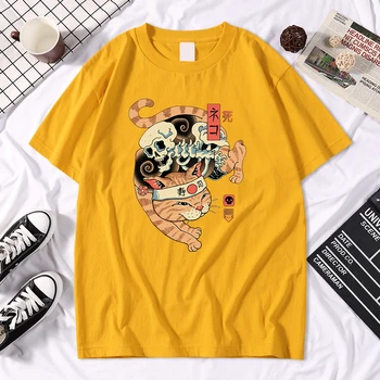 Japonia Ukiyo E Stil Cat Imprimat Tricouri Barbati Hip Hop Respirabil T Shirtsummer Streetwear Haine Cool Harajuku Liber Man T-Shirt 0