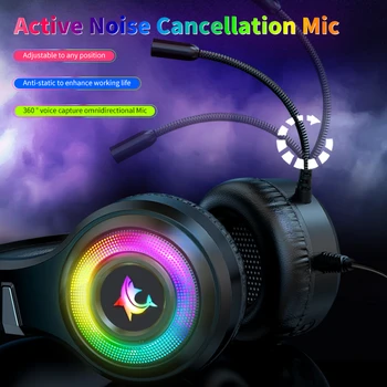 Jocuri cu Cască Cu Microfon RGB Lumina Auriculares Sunet Surround Stereo Fone De Ouvido Com Fio Gamer Căști cu Fir Căști 0