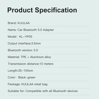 KUULAA Bluetooth Aux Adaptor Auto fără Fir Bluetooth Receptor USB la 3.5 mm Jack Audio Muzica Microfon Handsfree Adaptor pentru Difuzor Auto