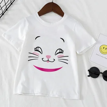 Kawaii Pisici Fete Haine Streetwear Baieti T Shirt Gât Rotund Copilul Topuri Desene animate Copii Casual Moda T-shirt,YKP081