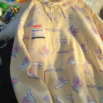 Kawaii Sanrio Cinnamoroll De Pluș Haine De Desene Animate Drăguț Hanorac Imprimate Pulover Femei Cadă Cuplu Pulover Jacheta Fete Cadouri 0