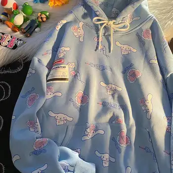 Kawaii Sanrio Cinnamoroll De Pluș Haine De Desene Animate Drăguț Hanorac Imprimate Pulover Femei Cadă Cuplu Pulover Jacheta Fete Cadouri 1