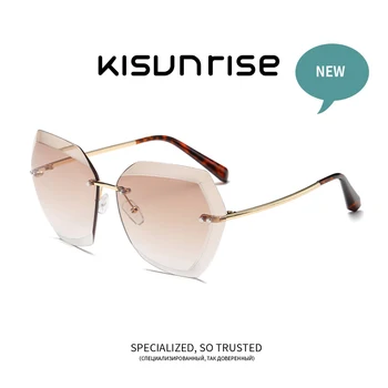 Kisunrise ochelari de Soare Pentru Femei Ochi de Pisică fără ramă diamantate Lentile de Moda Shades Ochelari de Soare UV400 KS0534