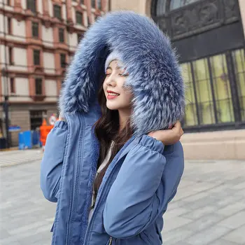 La Modă Cald Căptușeală De Bumbac Cu Gluga Jos Parka Coat Jacheta De Iarna Pentru Femei Talie Reglabila Guler De Blana Jacheta Parka 2020 Nou