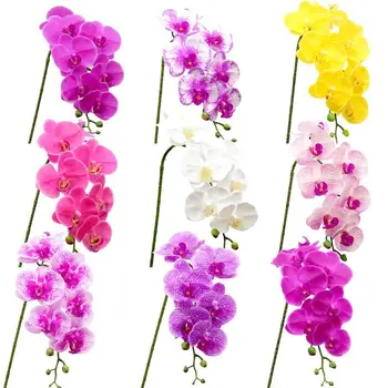 Latex de 9 Capete Artificiale Fluture Orhidee 25 Culori Dimensiune Mare Fals Phalaenopsis Silicon PU Atingere Reală Nunta Decor Acasă 2
