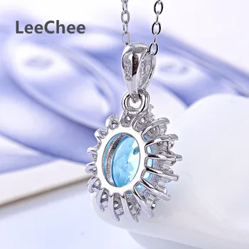 Leechee naturale topaz albastru pandantiv pentru femei cadou clasic 7*9 mm multicolor piatră prețioasă de bijuterii real 925 Masiv Sterling Silver