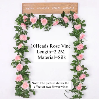 LuanQI 220CM Rose Flori Artificiale Ghirlanda de Crăciun pentru Nunta Acasă Decorare Camera de Primavara Toamna Grădină Arc DIY Fals Plante