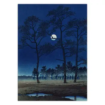 Luna De Iarna Toyama Simplu Kawase Hasui Arta Japoneză Poster Imprimare Masiv Reproducere Canvas Print Blue Moon Arta De Perete Decor 0
