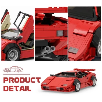 MOC Viteza Campionilor Countach LP5000 QV Roșu Hypercar Super Masina de Curse Tehnice de Constructii Blocuri Jucarii pentru Copii Cadou de Vacanță