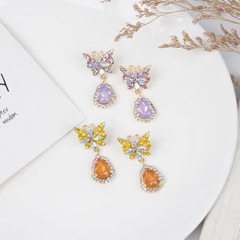 MWSONYA Noi 2020 coreean Elegant Lux Fluture Stras Legăna Cercei Pentru Femei de Moda Wather picătură de Cristal Petrecere Bijuterii