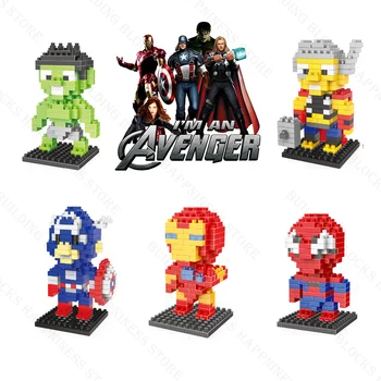 Marvel Erou Blocuri Avengers Spiderman Hulk Blocuri de Diamant Figura Anime pentru Copii Jucarii pentru Copii Mini figurina Cărămizi