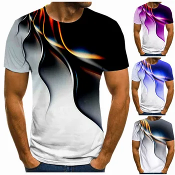 Men ' s T-shirt de Vară de Moda 3D Eagle Print O-Gat Maneci Scurte Topuri Strada Respirabil Împletit Imprimare Vrac Casual Teuri 6XL