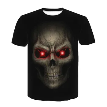 Moda 3D nou cap de craniu cuțit barbati casual distracție de vară t-shirt o-gat sex masculin groază întuneric negru T-shirt dark
