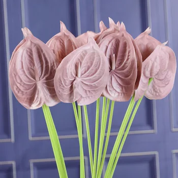 NEW Real touch PU Anthurium ramură de flori false pentru home garden decor fleurs artificielles cadou de aniversare