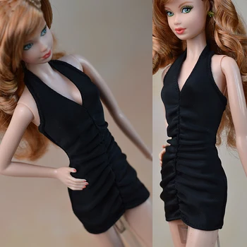 Negru Rochie Pentru Papusa Barbie-O Bucata, Rochii de Seara Vestidoes Haine Pentru Barbie casă de Păpuși Pentru 1/6 BJD Papusa Accesorii 0