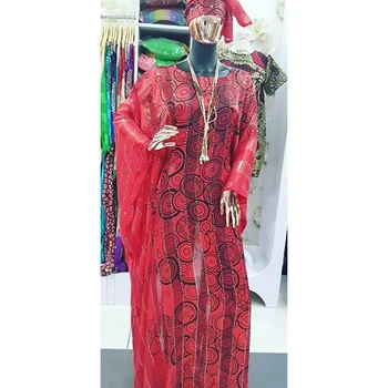 New Sosire 2020 Toamna Africane Haine Pentru Femei Batwing Maneca Guler Rotund Model Dot Stripe Print Femme Rochie Maxi Elegantă