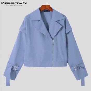 Noua Moda pentru Bărbați Stil Casual, Jachete cu Fermoar Rever Tricouri Rochie de Partid Arată Jachete Scurte Rever Mare S-5XL INCERUN Topuri 2021