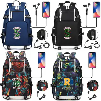 Noua Serie de TELEVIZIUNE Riverdale Printuri Băieți și Fete, Copii de Școală geanta Femei USB Laptop Rucsac Panza Barbati Borseta Packsack Bookbag 0