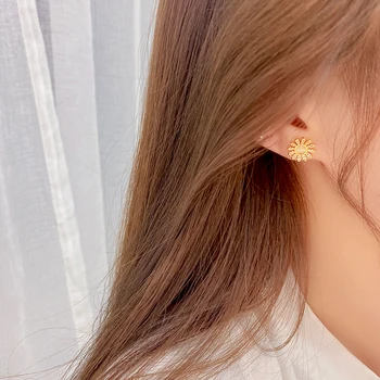 Noul Design Popular de 14K Aur Adevărat Opal Flori de Soare Cercei pentru Femei Bijuterii de Fată S925 Argint Ac Strălucitor AAA Stud Zircon Cadou 0