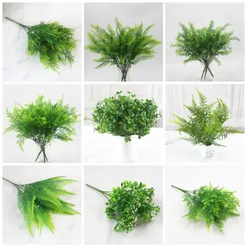 O grămadă de Plante Artificiale Eucalipt Iarba de Plastic Ferigi Frunze Verzi Fals Plante cu Flori Nunta Decor Acasă Tabelul Decoruri