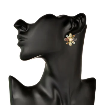 OSHUER Noua Moda de Aur-culoare Floare de Cristal Cercei Stud Floare Stras Cercei pentru Femei Doamnelor Accesorii Fete