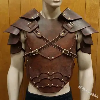 Oamenii Medieval Costum de Epocă Armura Cosplay Accesoriu Gotic Războinic Cavaler de Umăr din Piele PU Corp Piept de Centură Tabard