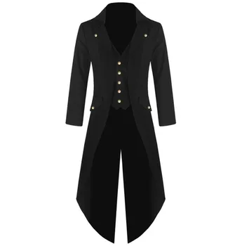 Oamenii Victorian Costum Frac Negru de Moda Frac Gotic Steampunk Șanț Strat de Sacou Rochie Tinuta coadă de rândunică Uniformă pentru Adulți
