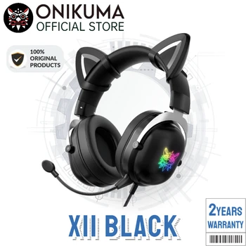 Onikuma X11 Negru Drăguț Pisică Ureche Căști cu Microfon Drăguț Jocuri cu Cască cu Microfon și de Anulare a Zgomotului Căști de Gaming, cu Led-uri Li
