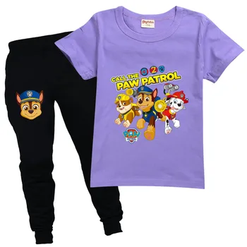 PAW PATROL Copilul set haine copii Haine de Vară Set casual sport costum copil Haine anime tricou +Pantaloni de Costum 4