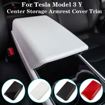Pentru Tesla Model 3 Y Centru de Depozitare Cotiera Acoperi Ornamente din Fibra de Carbon ABS Interior Accesorii 1 BUC