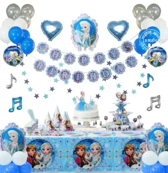 Petrecere Elsa Printesa Baloane Napins Tacamuri Ziua decor Petrecere copil de dus decoratiuni prima fată ziua de nastere