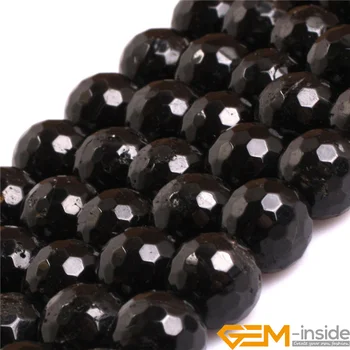 Piatra naturala de Grad AAA Fațete Turmalina Neagra Margele Rotunde Pentru a Face Bijuterii de 15 inch Piatră Semi-Prețioasă de Bijuterii DIY Șirag de mărgele