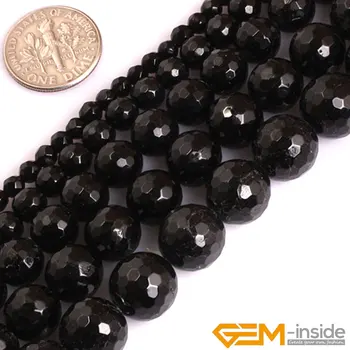 Piatra naturala de Grad AAA Fațete Turmalina Neagra Margele Rotunde Pentru a Face Bijuterii de 15 inch Piatră Semi-Prețioasă de Bijuterii DIY Șirag de mărgele 4