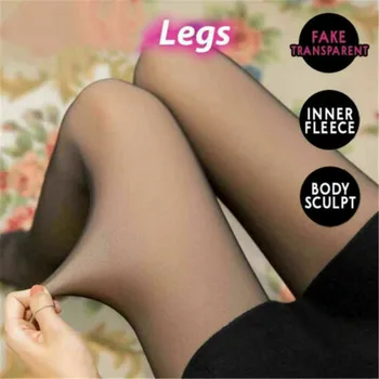 Picioarele Fals Translucid Lână Cald Chilot, Negru/Gri/Cafea Original Medias Termicas Mujer Fals Translucid Ciorapi