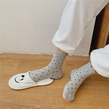Polka Dot Femeie Șosete De Bumbac Tricotat Stil De Colegiu Fete Vrac Șosete Lungi Harajuku Moda Retro Japoneze Kawaii Drăguț Crew Sock