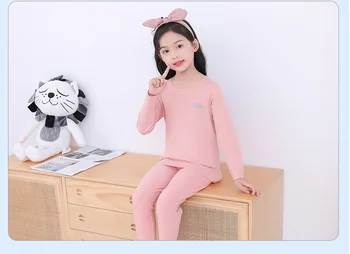 Primăvara și Toamna Noi pentru Copii Pijamale Fete Maneca Lunga Pantaloni Costume coreeană Stil Culoare Solidă Subțire Modal Confortabil Acasă Costum