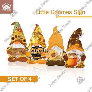 Putuo Decor Semne de bun venit Gnome Lemn semn Miere de Lemn Agățat Placa de Floarea-soarelui Lemn Placă Seturi Grădină Cameră Decor de Perete Cadou