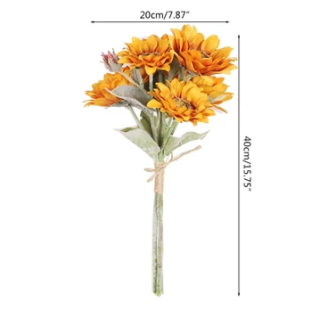 Realist Faux Floarea-soarelui Buchet de Toamna care pleacă Activitate în aer liber Imagine a Lua Floarea-soarelui Aduce Noroc 0
