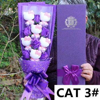 Realizate Manual Din Plastic Pisica Drăguț Cu Artificiale Săpun Buchet De Flori, O Cutie-Cadou Casa Decor Creativ Valentine Absolvire Cadouri