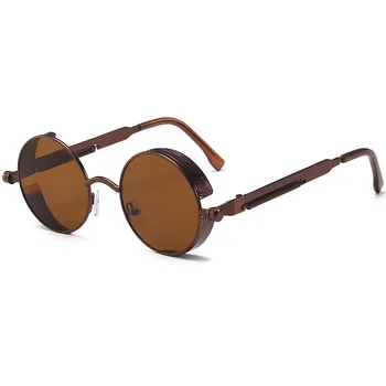 Retro de Metal Rotund ochelari de Soare Vintage de Primăvară Picioare Steampunk Oglindă ochelari de Soare pentru Femei Ochelari de cal de sex Masculin Uv400 Ochelari de Soare Gafas