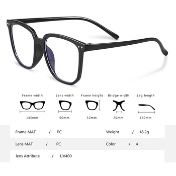 Retro pătrat anti-albastru anti-radiații decorative ochelari pentru bărbați și femei, ultra-lumină de moda calculator Ochelari de vedere