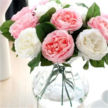 Rose Ramură De Flori Frumoase Albe, Trandafiri De Mătase Artificială Flori De Nunta Petrecere Acasă Masa Decor De Masă Aranja Flori False