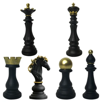 Rășină Piese de Șah Statui Cifre Joc de Șah Figurina Piese Internaționale Joc de Șah Accesorii pentru Birou Acasă TV Cabinet