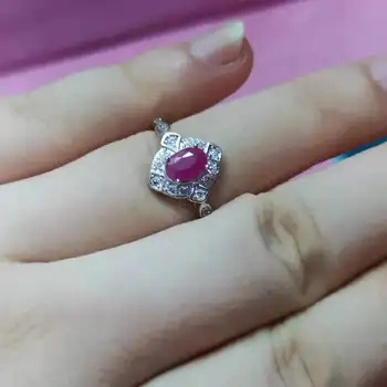 S925 argint încrustat naturale ruby inele pentru femei inel este simplu și generos piatra naturala inel se angajeze